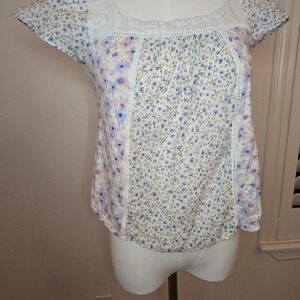 Rewind Floral Square Neck‎ Top Lace Trim Y2K Cottagecore XS Romantic Soft Girl